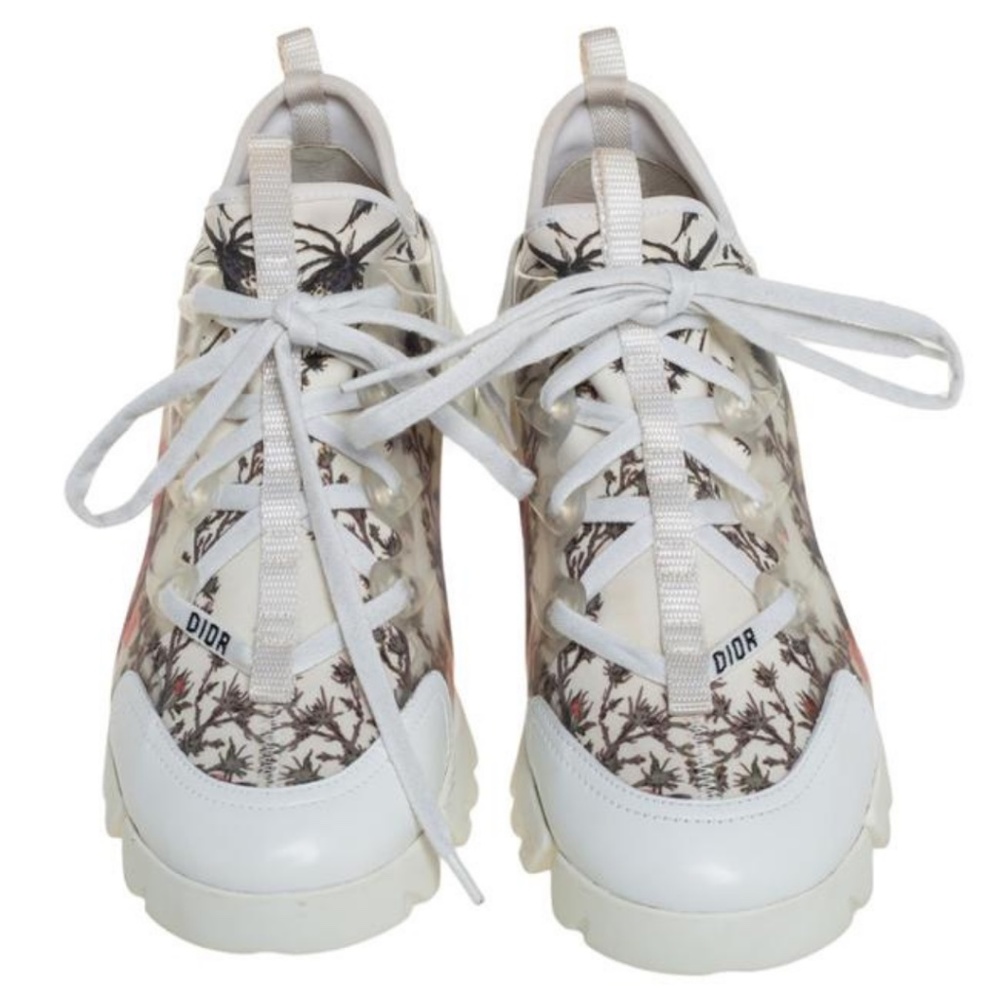 Dior White D-connect Floral Sneakers Size 41